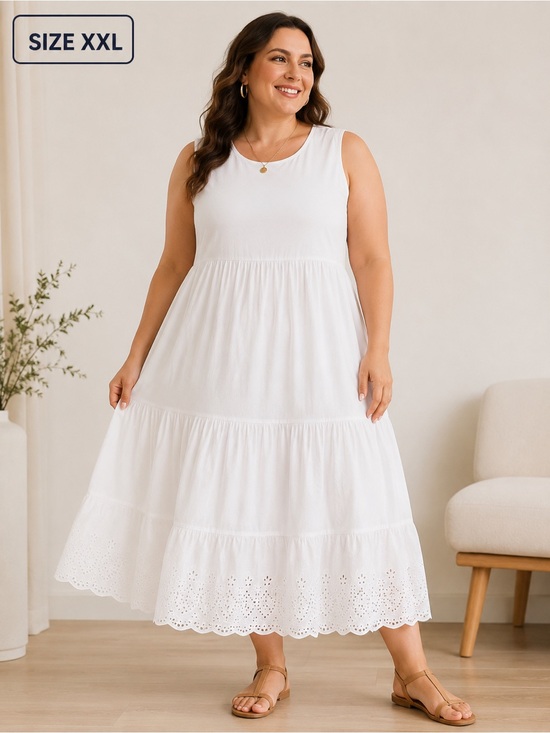 Charter Club Dresses & Skirts - Charter Club White Tiered Eyelet Dress – Size XXL